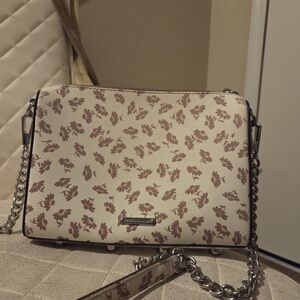 Rebecca Minkoff Cream and Dark Purple Floral Crossbody Bag